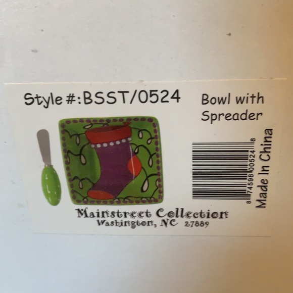 🎄GREAT HOSTESS GIFT Small serving bowl. New in box. Includes spreader. Green. - Picture 9 of 9